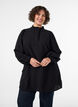 Viscose tuniek met ruches en knopen, Zwart, Model image number 0