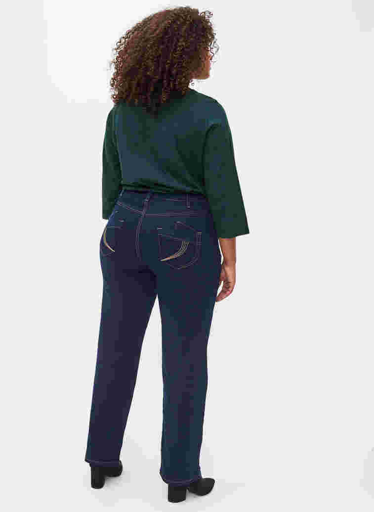 Regular fit Gemma jeans met hoge taille, Blue denim, Model image number 2