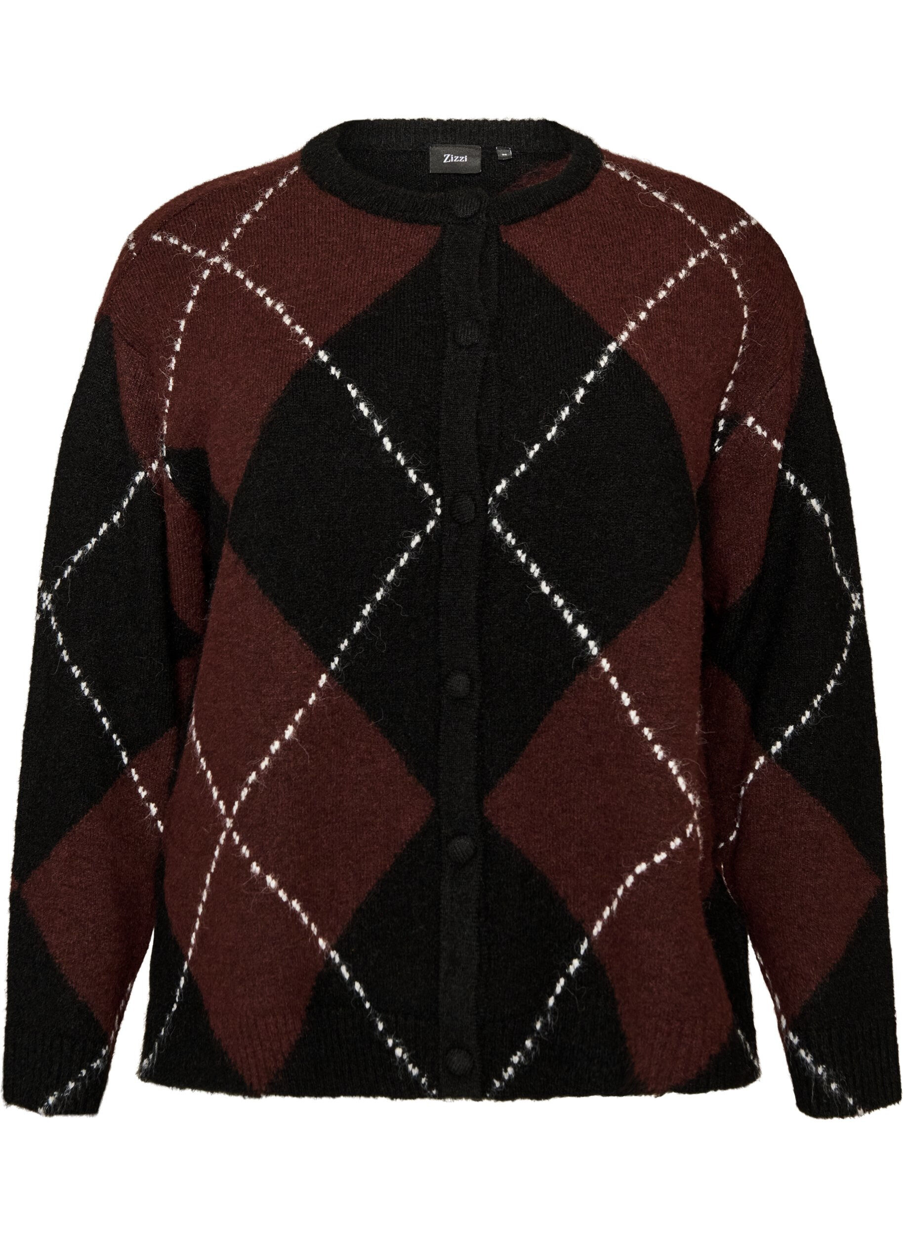 ZizziVest met argylepatroon, Zwart, Packshot image number 0