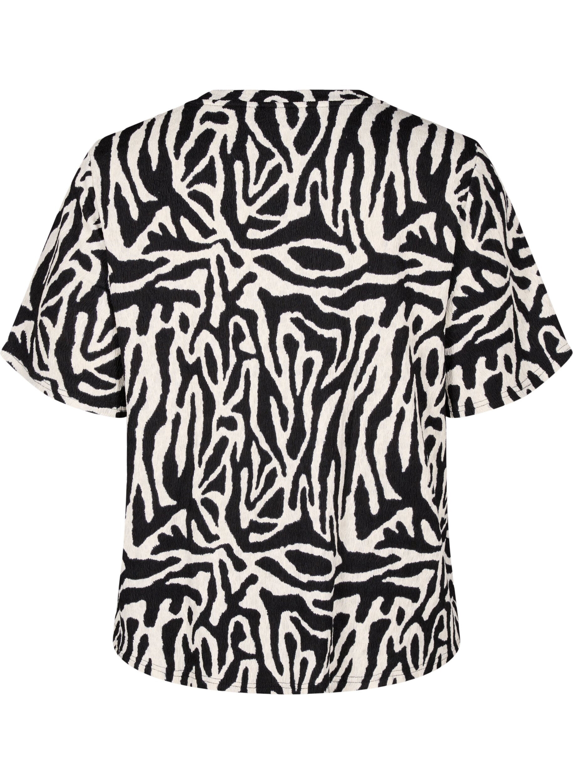 Zizzi Blouse met korte mouwen en zebraprint, Zwart, Packshot image number 1