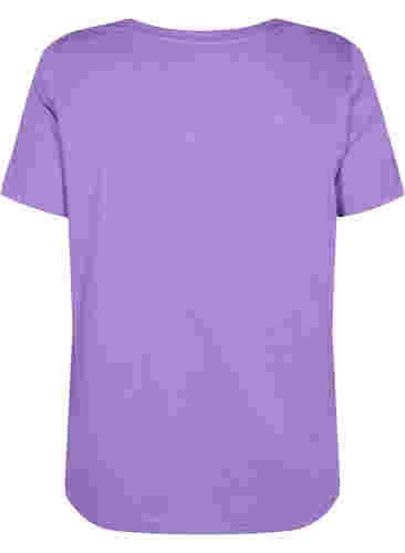 Katoenen t-shirt met tekstopdruk en v-hals, Deep Lavender ORI, Packshot image number 1