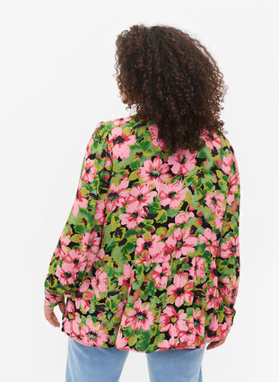 Gebloemd overhemd van viscose, Pink G. Flower AOP, Model image number 1