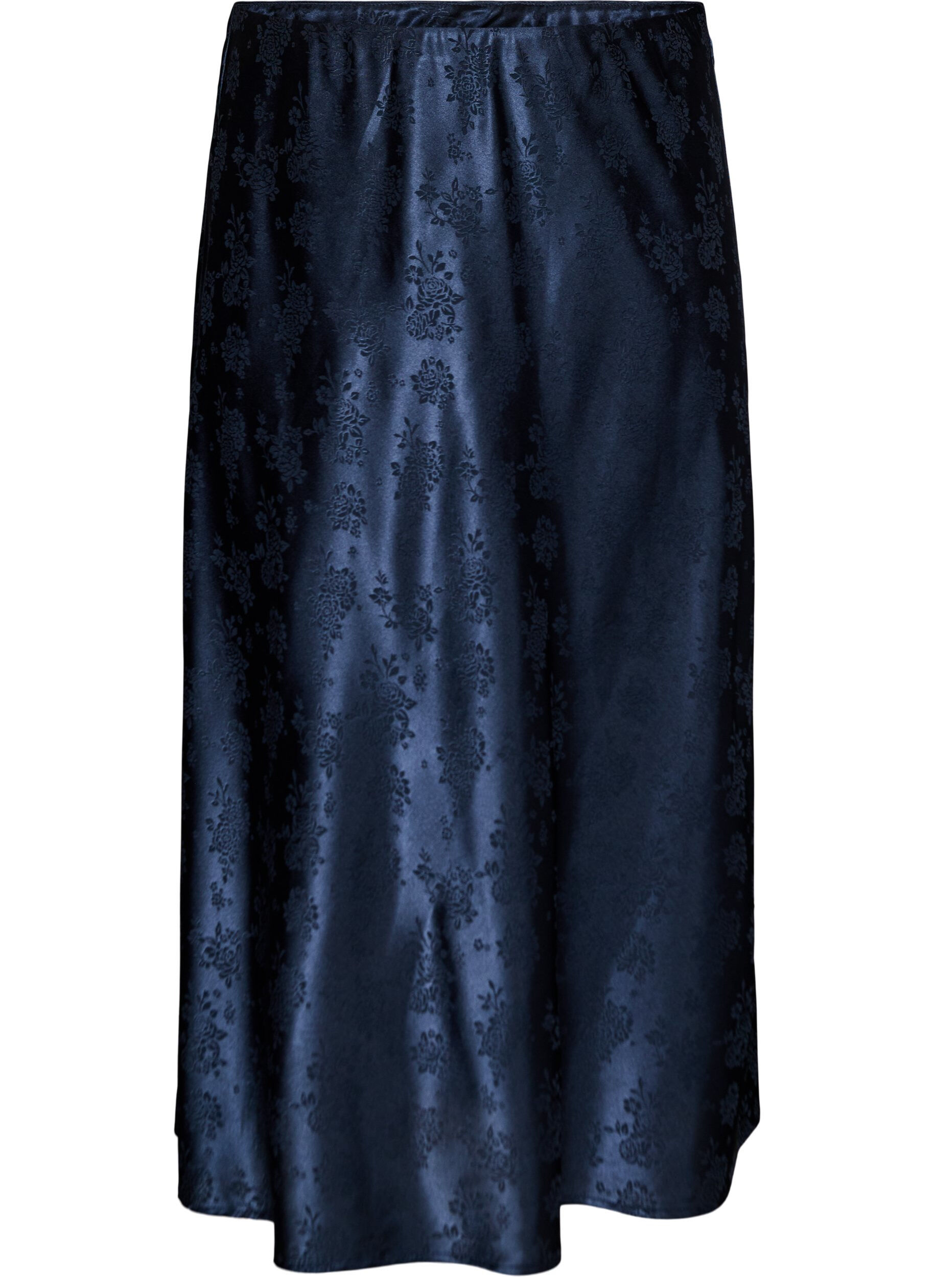 ZizziSatijnen rok met een tonale bloemenprint, Blauw, Packshot image number 0