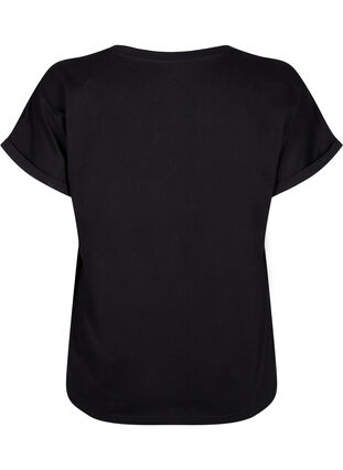 T-shirt van biologisch katoen met Engels borduurwerk, Black, Packshot image number 1