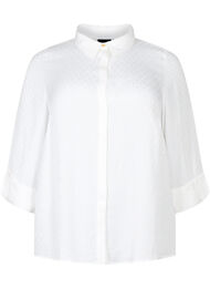 Shirt in viscose met ton-sur-ton patroon, Bright White