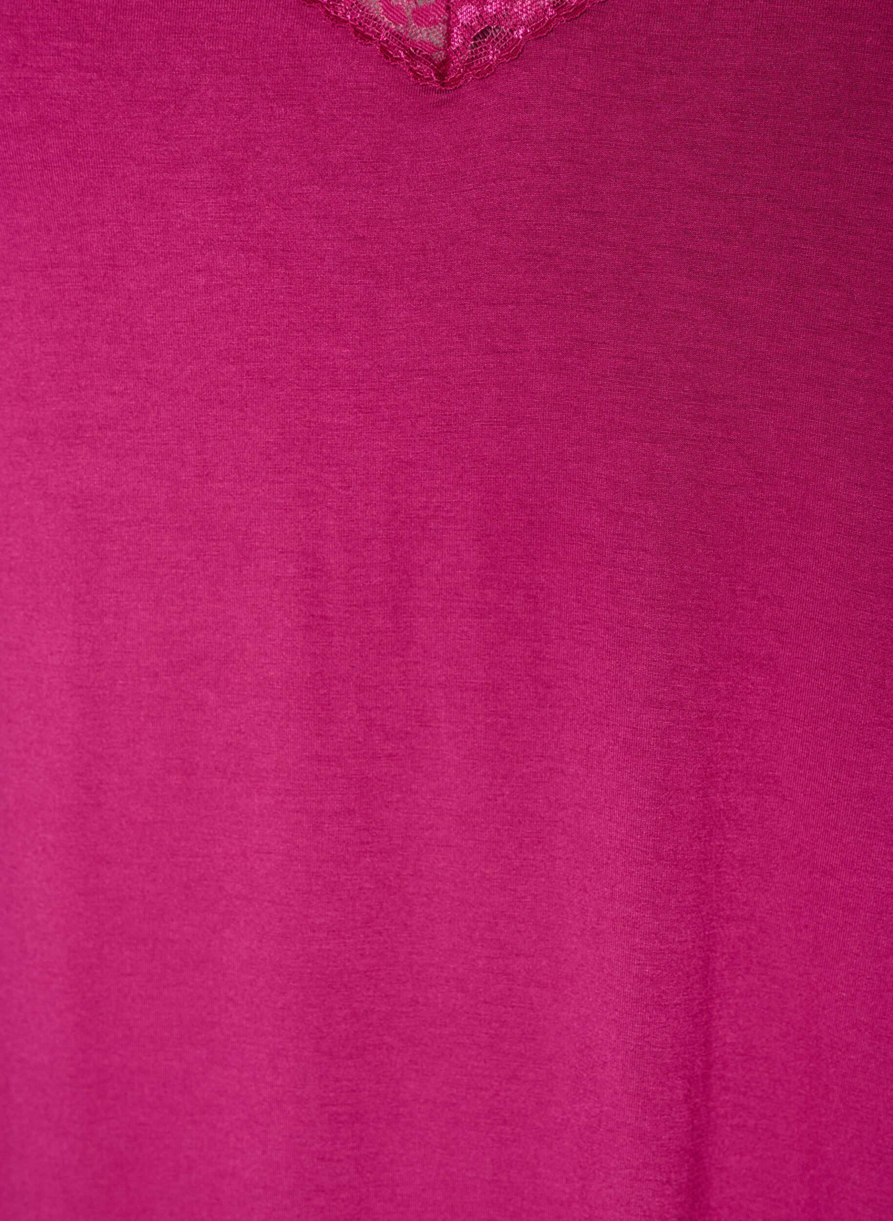 ZizziViscose nachthemd met kant en splitten, Rood, Packshot image number 2