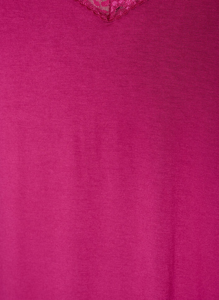 Viscose nachthemd met kant en splitten, Rood, Packshot image number 2