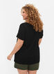 Geribd viscose t-shirt met v-hals, Black, Model image number 1