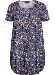 Katoenen jurk met korte mouwen en print, Blauw