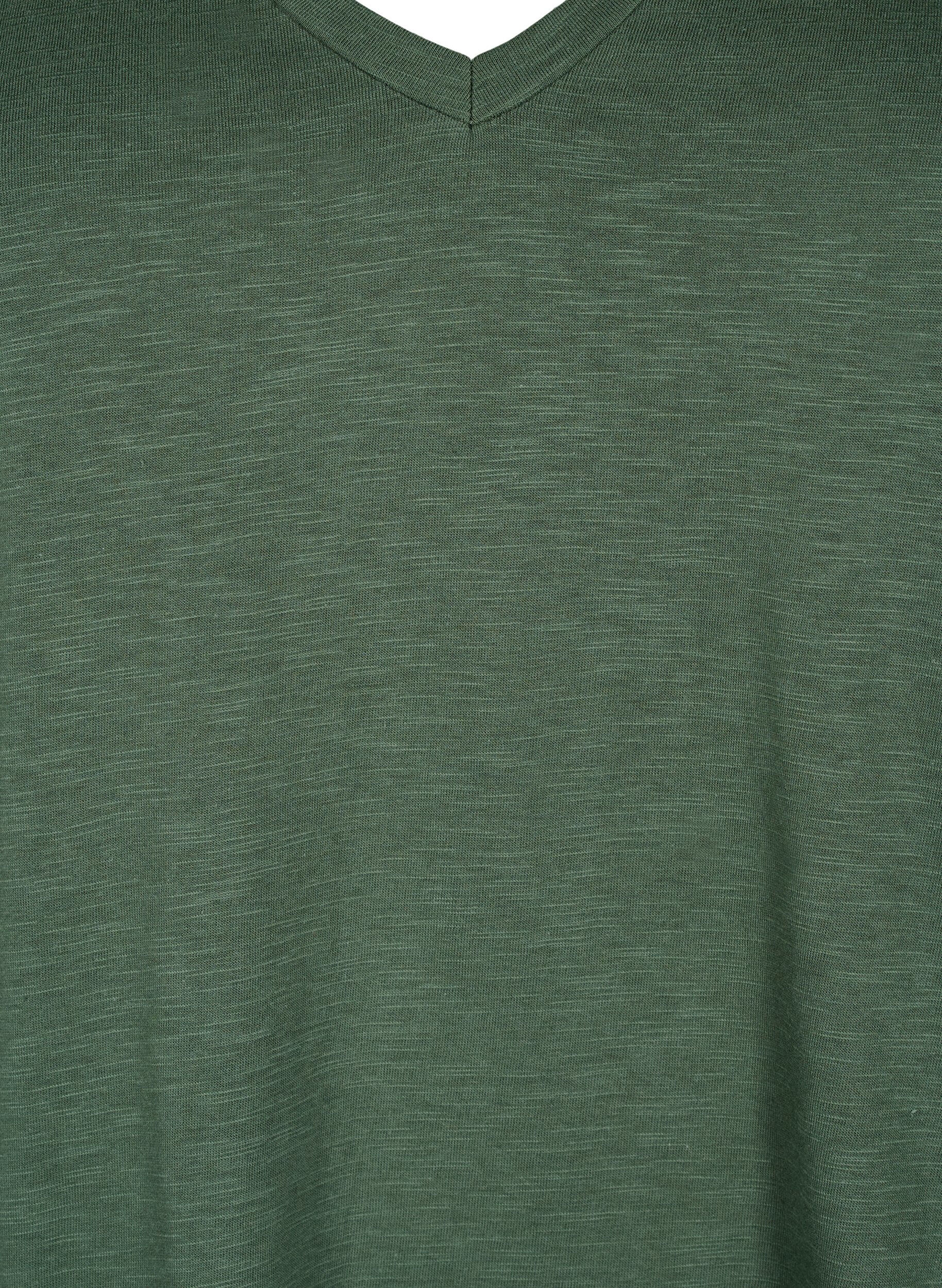 ZizziBasic t-shirt met korte mouwen en v-hals, Groen, Packshot image number 2