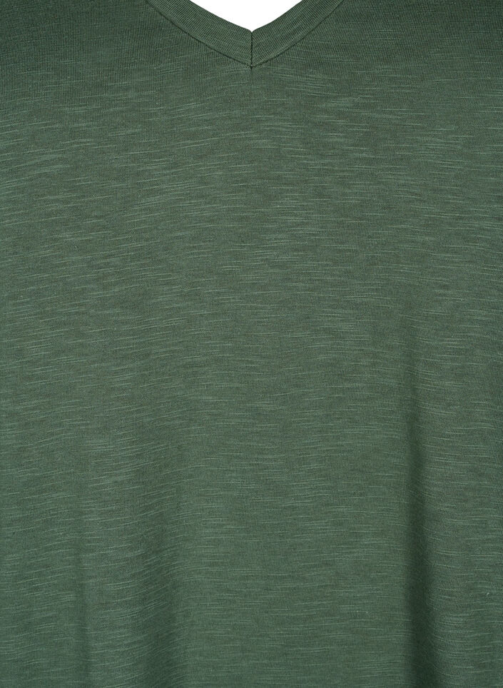 Basic t-shirt met korte mouwen en v-hals, Groen, Packshot image number 2