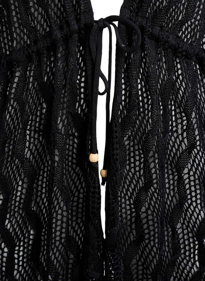 Strand kimono met strikceintuur, Zwart, Packshot image number 2