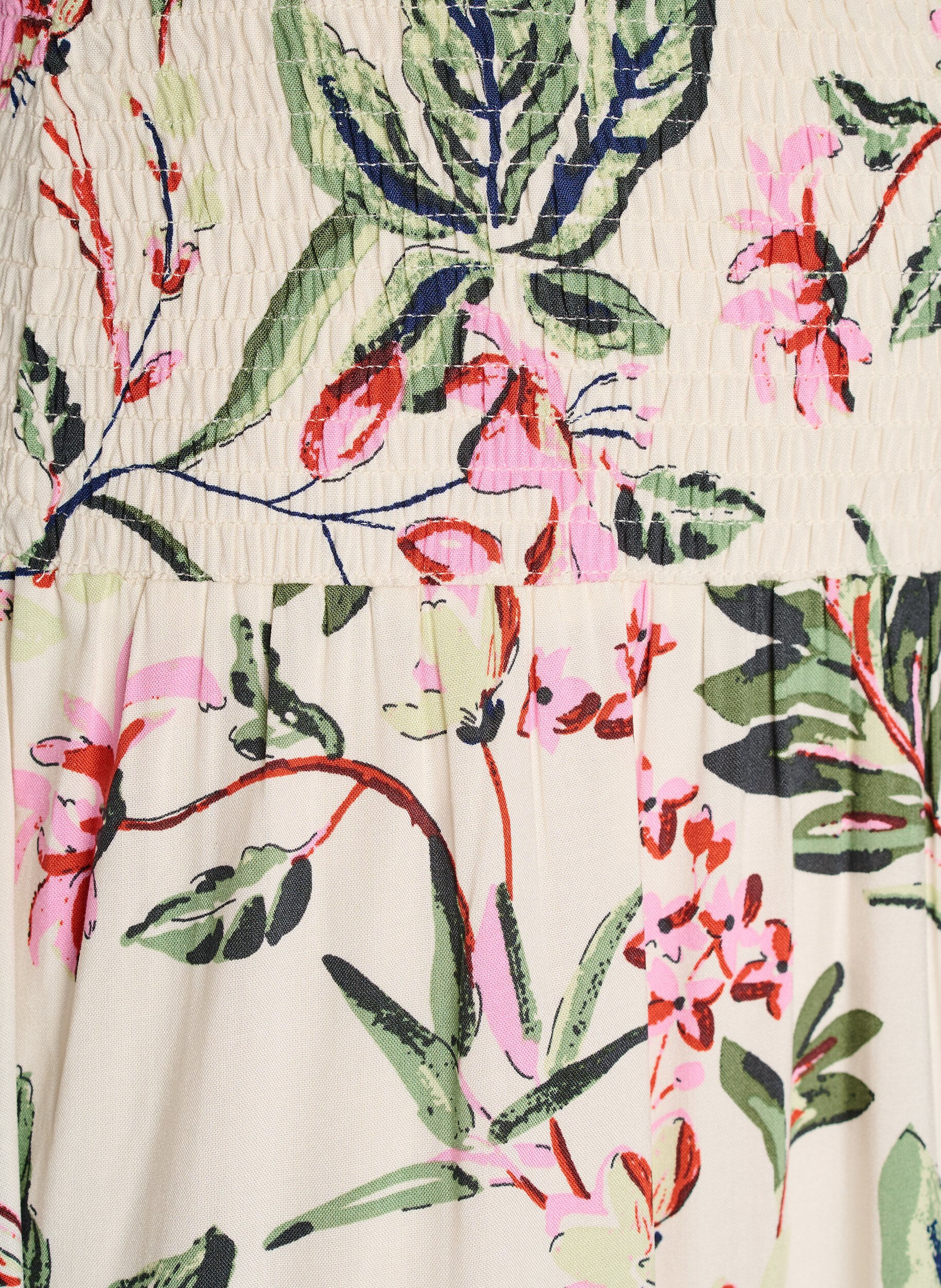 Zizzi Viscose maxi-rok met smock, Vanille, Packshot image number 2