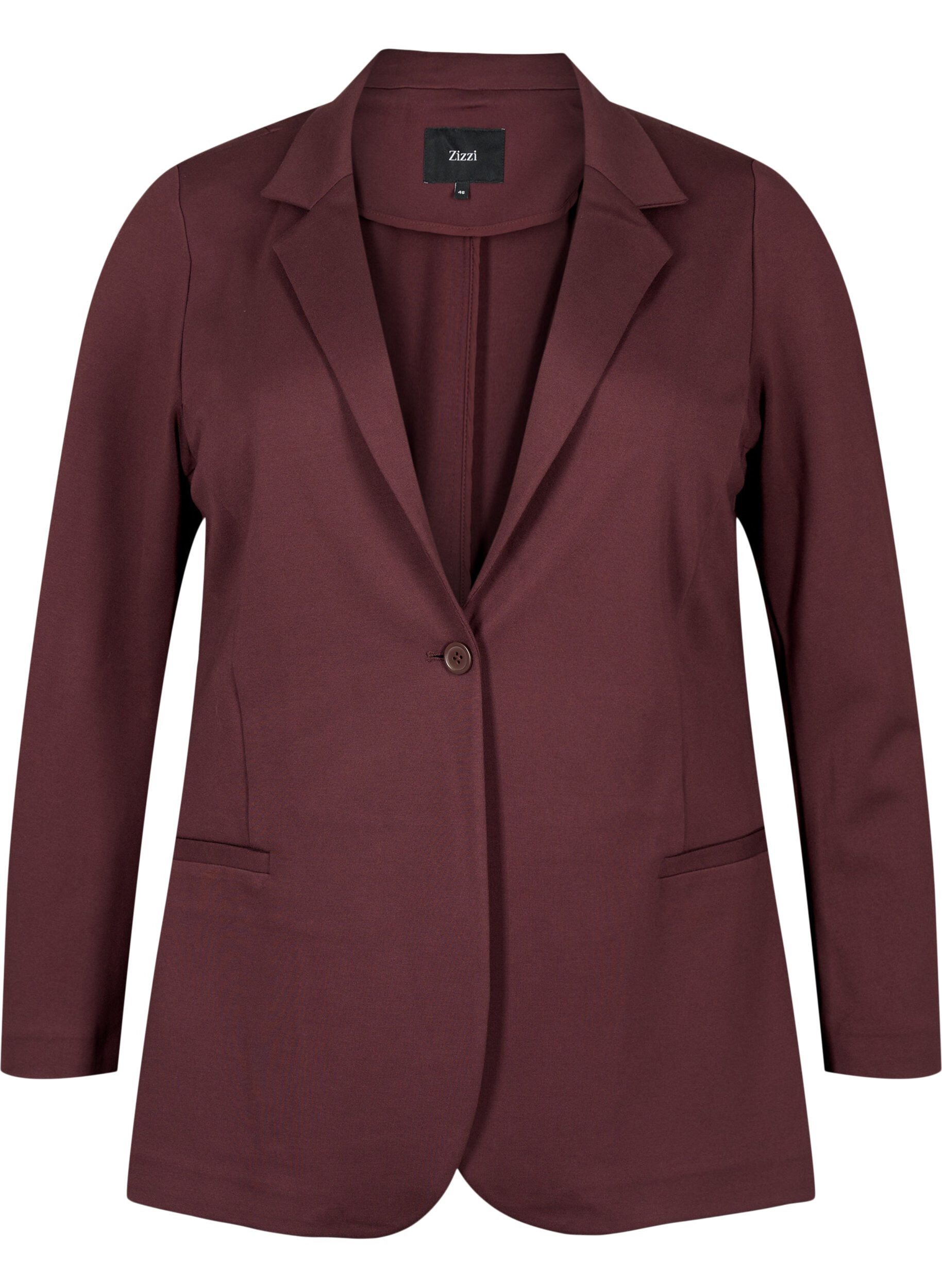 Zizzi Eenvoudige blazer met knoopsluiting, Donker Bordeaux, Packshot image number 0