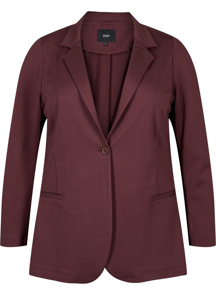 Eenvoudige blazer met knoopsluiting, Donker Bordeaux, Packshot image number 0