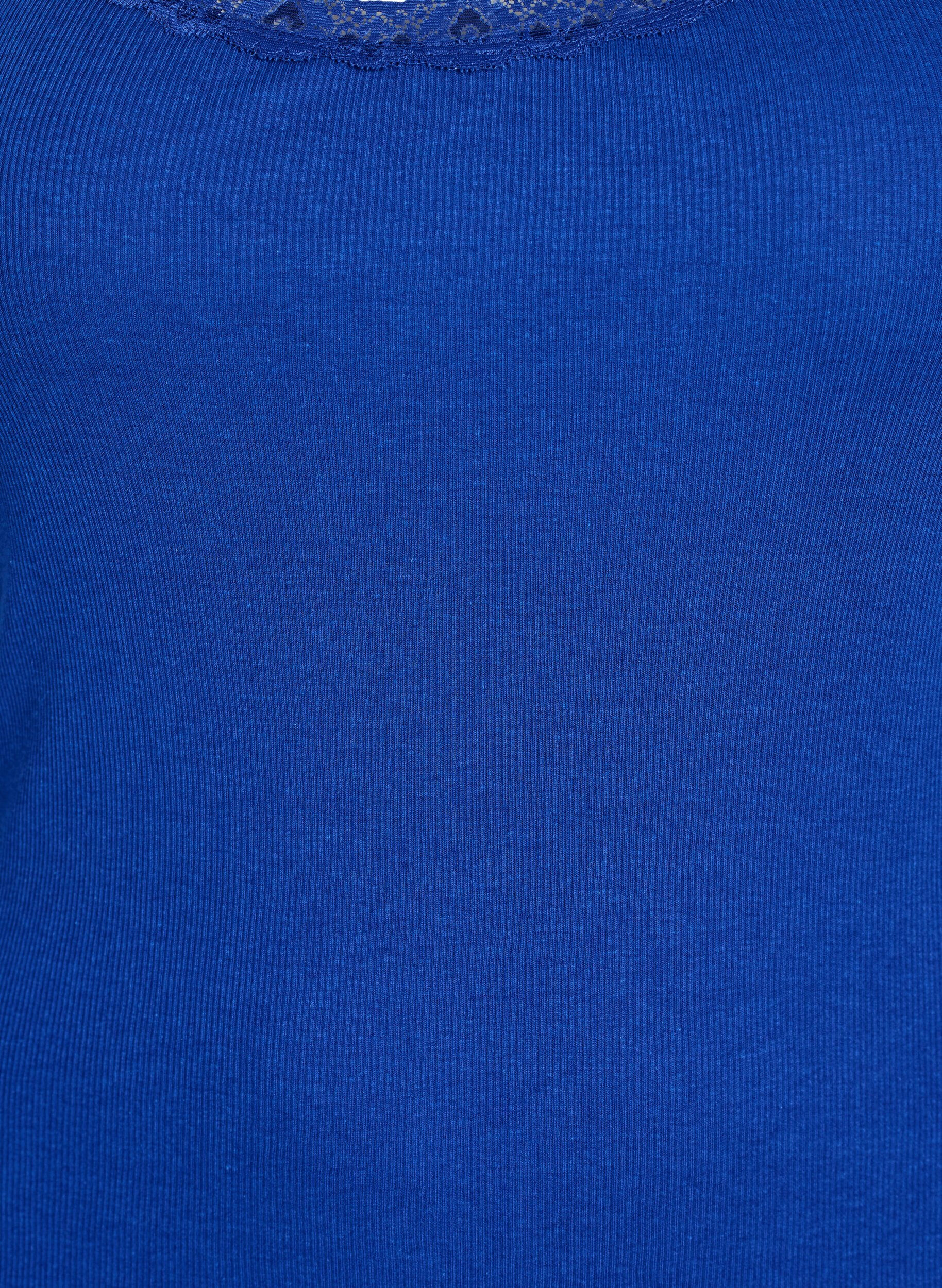 Zizzi Top met kanten afwerking, Blauw, Packshot image number 2