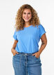 T-shirt met korte mouwen van katoenmix, Blauw, Model image number 0