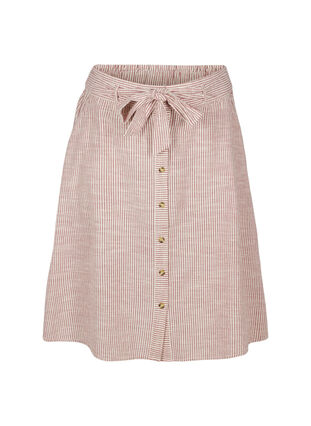 Gestreepte rok met zakken in katoen, Dry Rose Stripe, Packshot image number 0