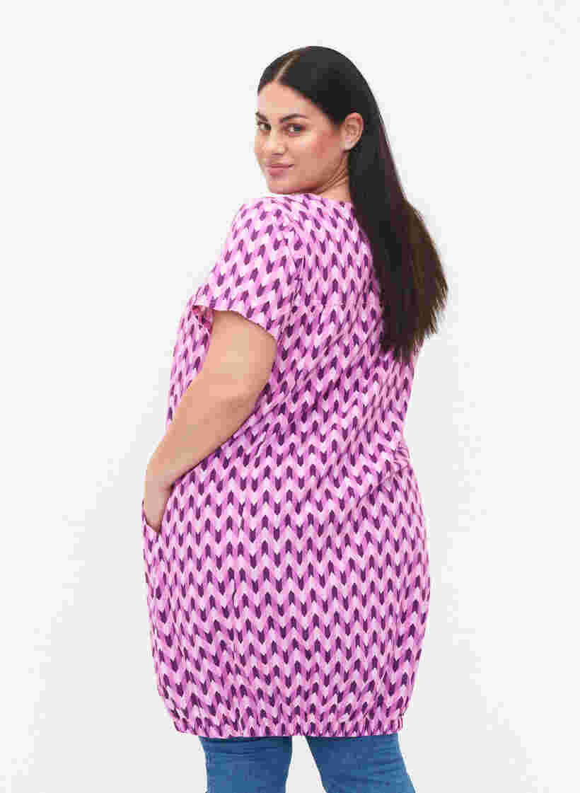 Katoenen jurk met korte mouwen en print, Graphic Color, Model image number 1