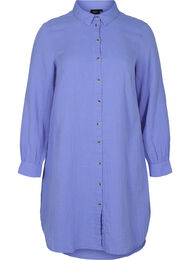Lange katoenen blouse met een klassieke kraag, Ultramarine