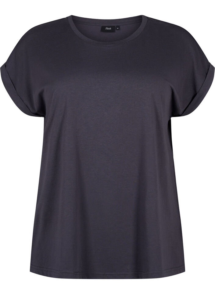 T-shirt met korte mouwen van katoenmix, Grijs, Packshot image number 0