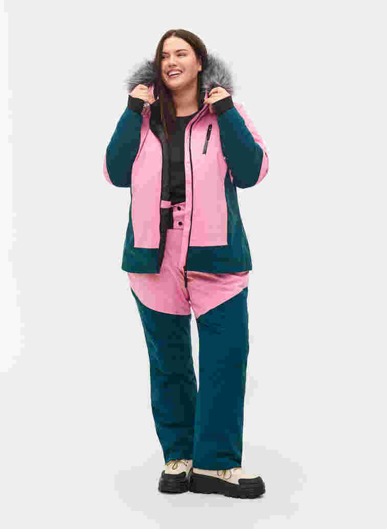 Ski jas met afneembare capuchon, Sea Pink Comb, Model image number 4