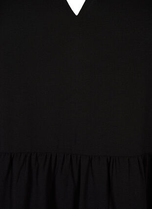 Jurk met korte mouwen, A-lijn en snijlijnen, Black, Packshot image number 2
