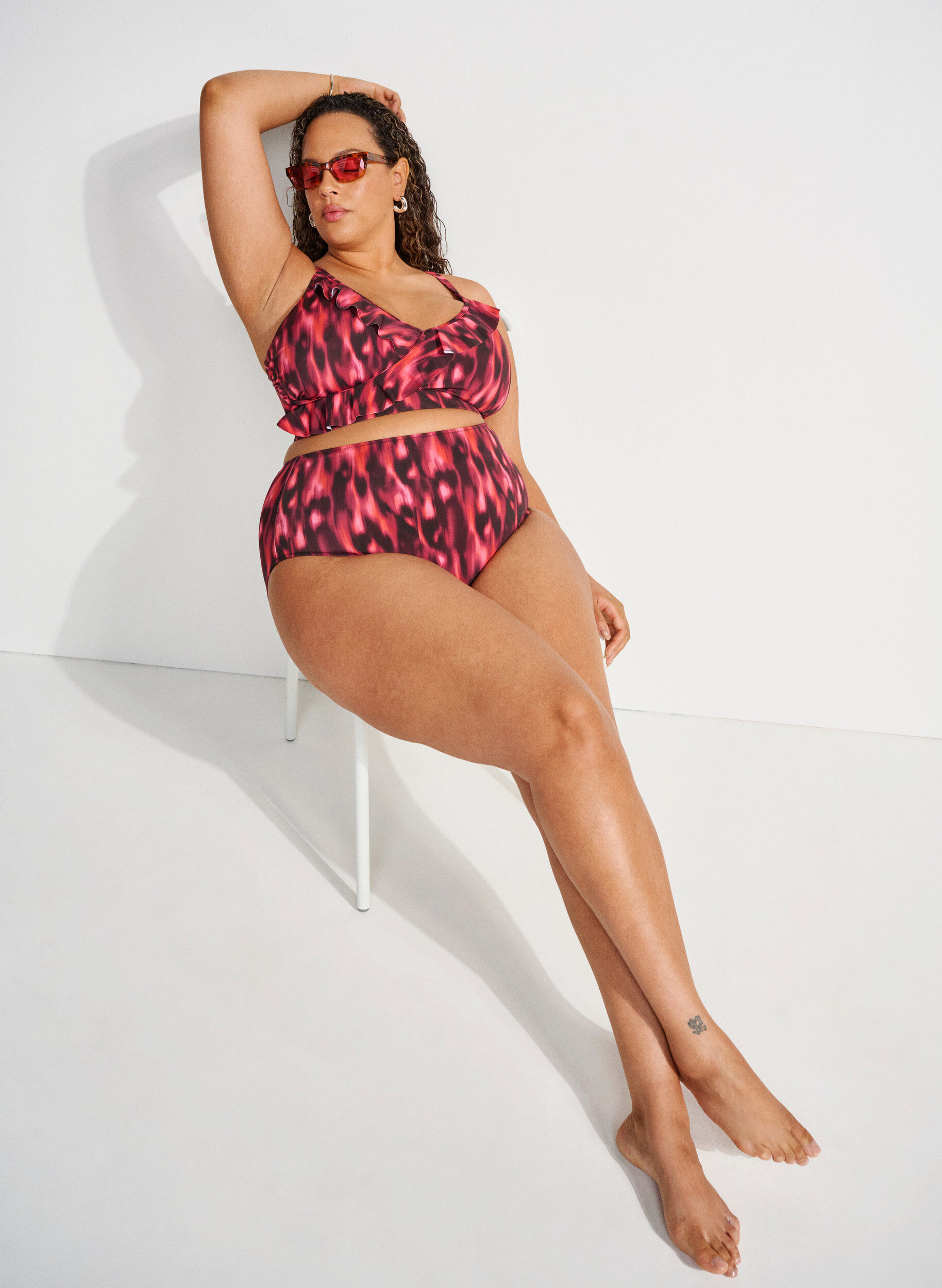 Bikinibroekje met print en hoge taille