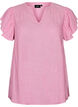 Viscose en linnen blouse met ruches aan de mouwen, Roze, Packshot image number 0