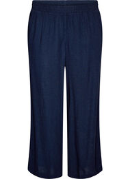 Wijde linnen en viscose broek, Blauw