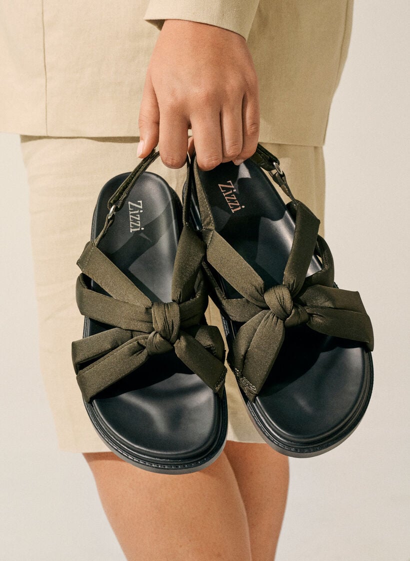 Wide fit - Sandalen met knoopdetail, Groen, Image image number 0