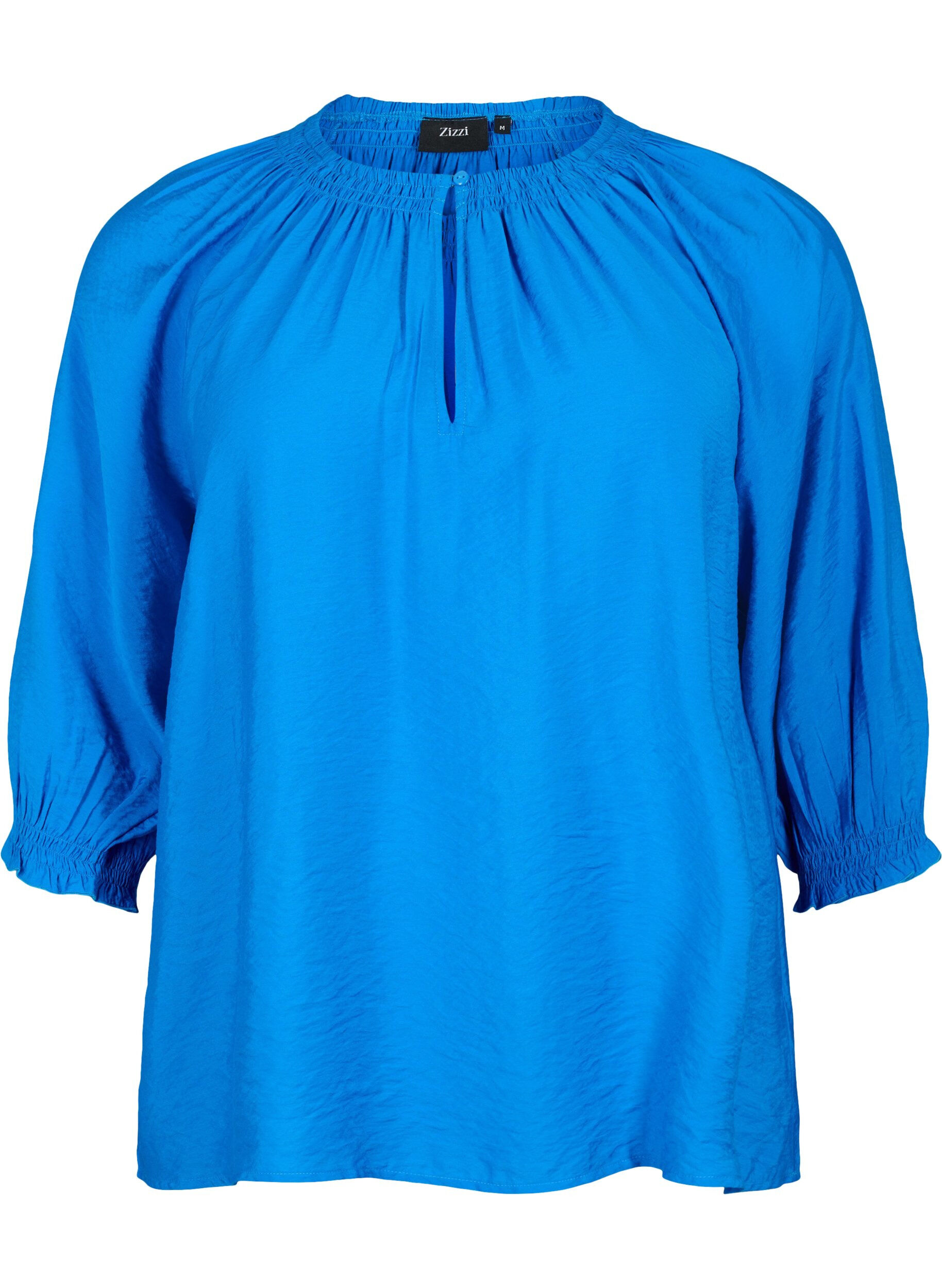 Zizzi A-lijn viscose blouse met 3/4 mouw, Strong Blue, Packshot image number 0