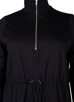 Sweaterjurk met rits en trekkoord, Black, Packshot image number 2