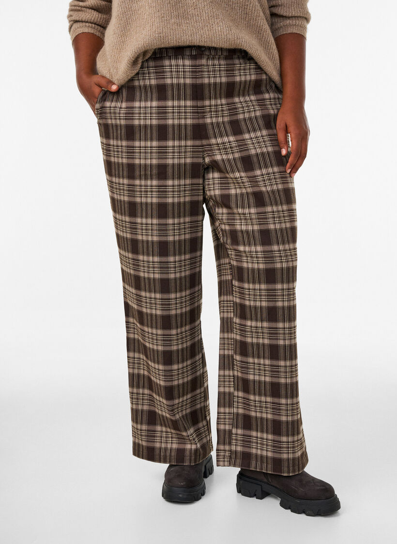 Gecrochte broek met wijde pijpen, Bruin, Model