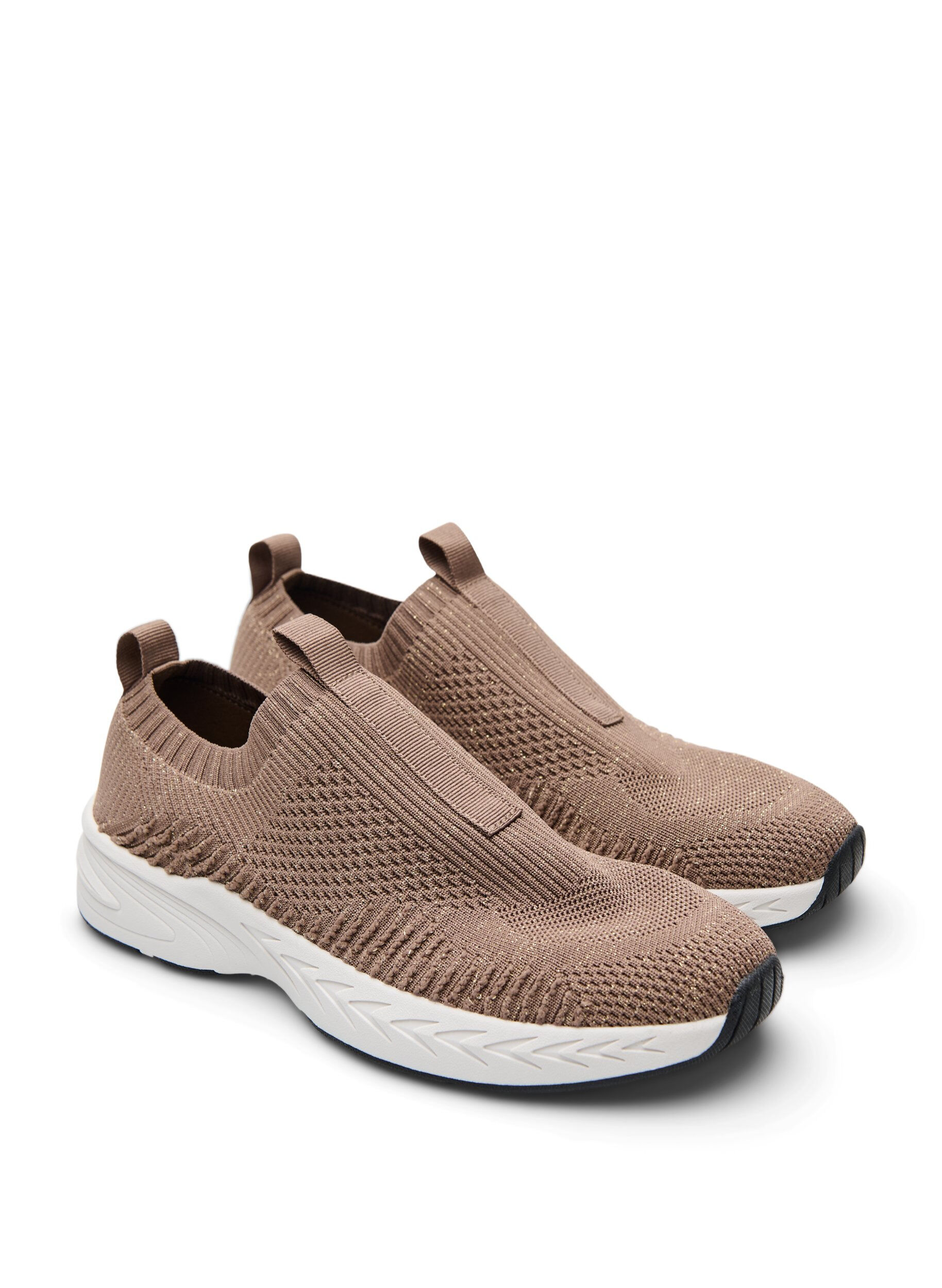 Zizzi Stretch-breigaren trainers met glittergaren, Bruin, Packshot image number 1