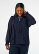 Transparante blouse met ruches en striksluiting, Blauw, Model image number 0