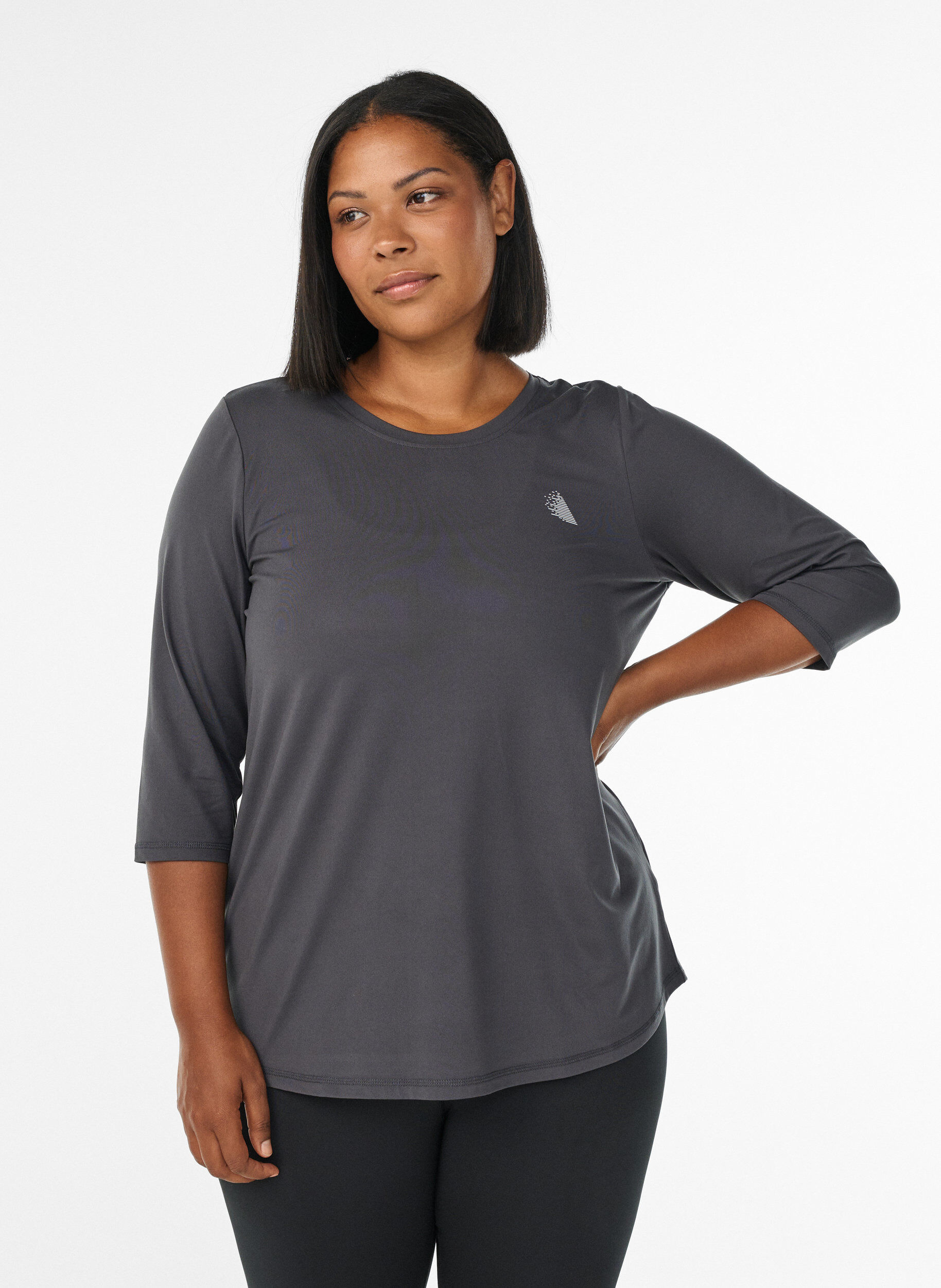 Zizzi Training blouse met 3/4 mouwen, Grijs, Model image number 0