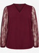 Blouse met kanten mouwen en ballonvorm, Rood, Packshot image number 0