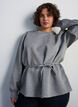Blouse met strik en pofmouwen, Grijs, Model image number 0