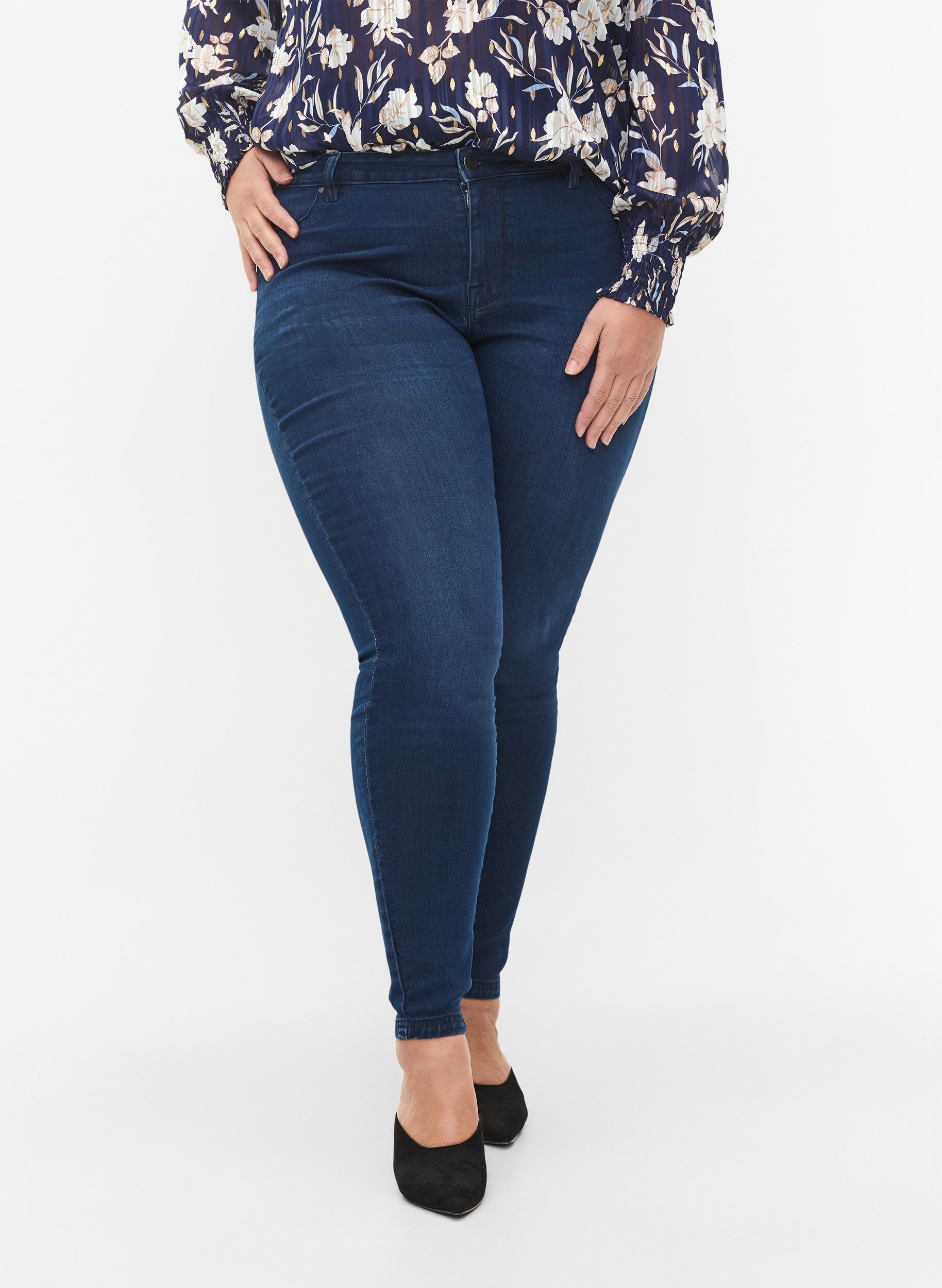 ZizziJeggings van katoenmix, Dark blue denim, Model image number 2