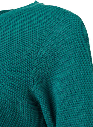 Gebreide katoenen blouse met structuur., Deep Lake, Packshot image number 2