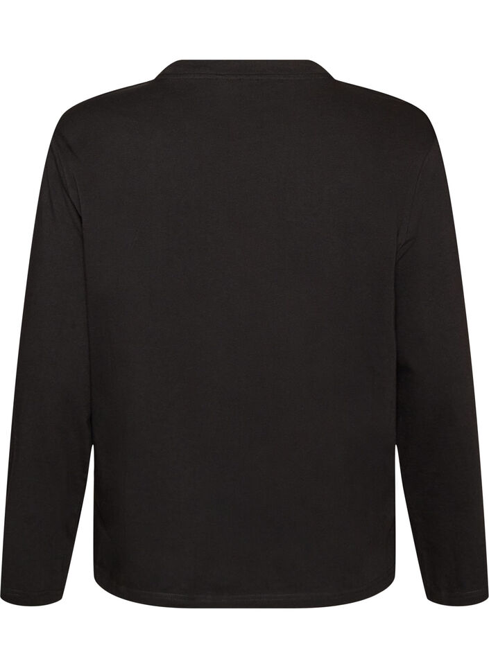 Basic T-shirt met lange mouwen, Zwart, Packshot image number 1