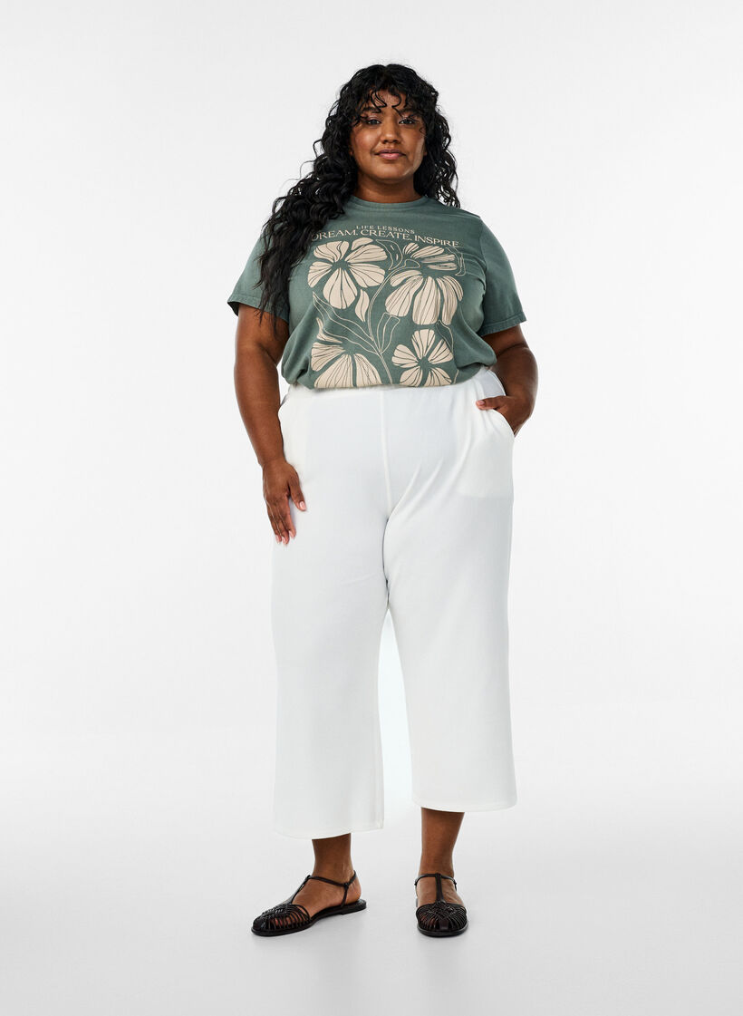 Losse broek met 7/8 lengte, Wit, Model image number 0