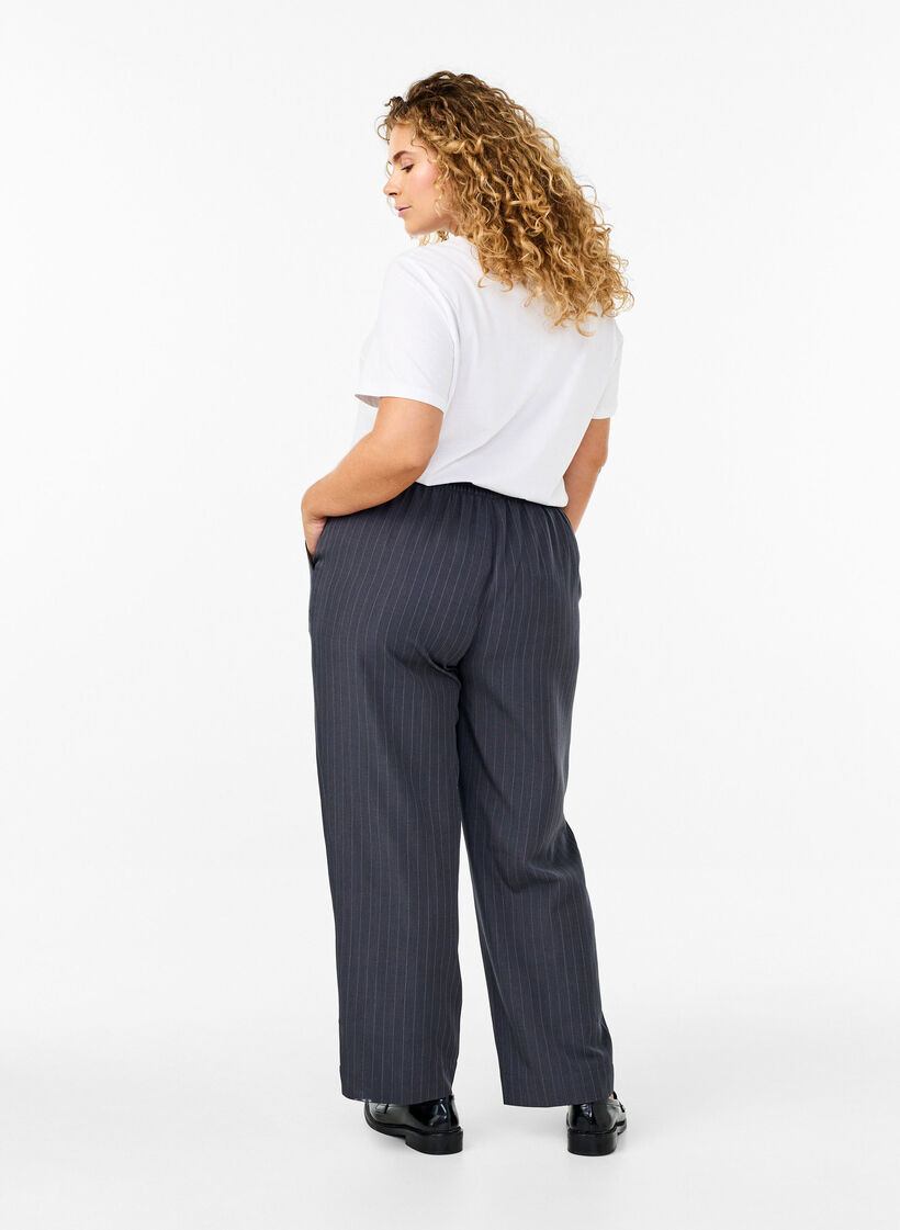 FLASH - Losse broek met zakken, Dark Grey Mel Stripe, Model image number 1