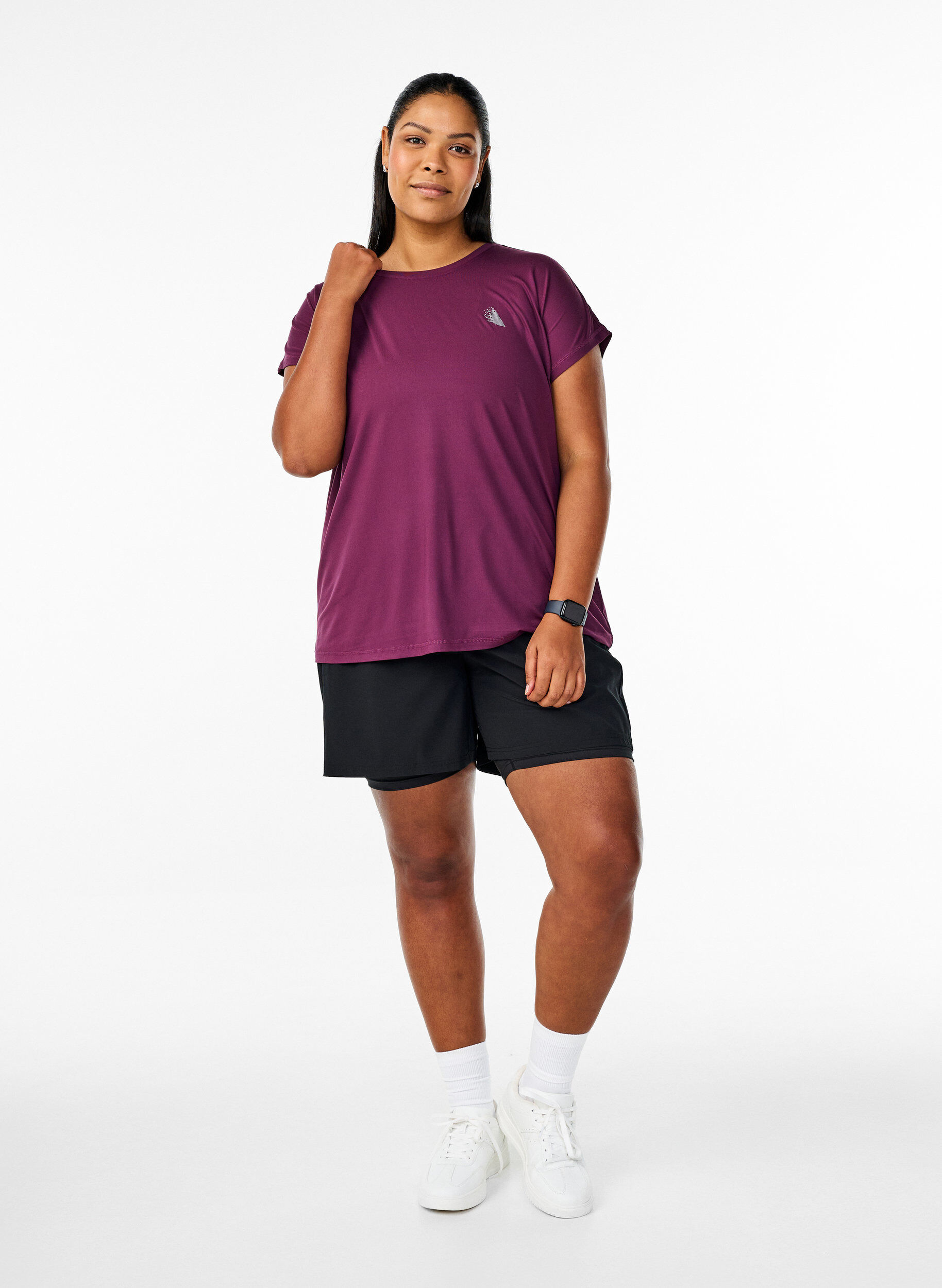 Zizzi Effen gekleurd T-shirt voor sporten, Paars, Model image number 1