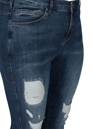 Amy jeans met hoge taille en slijtage, Blue denim, Packshot image number 2