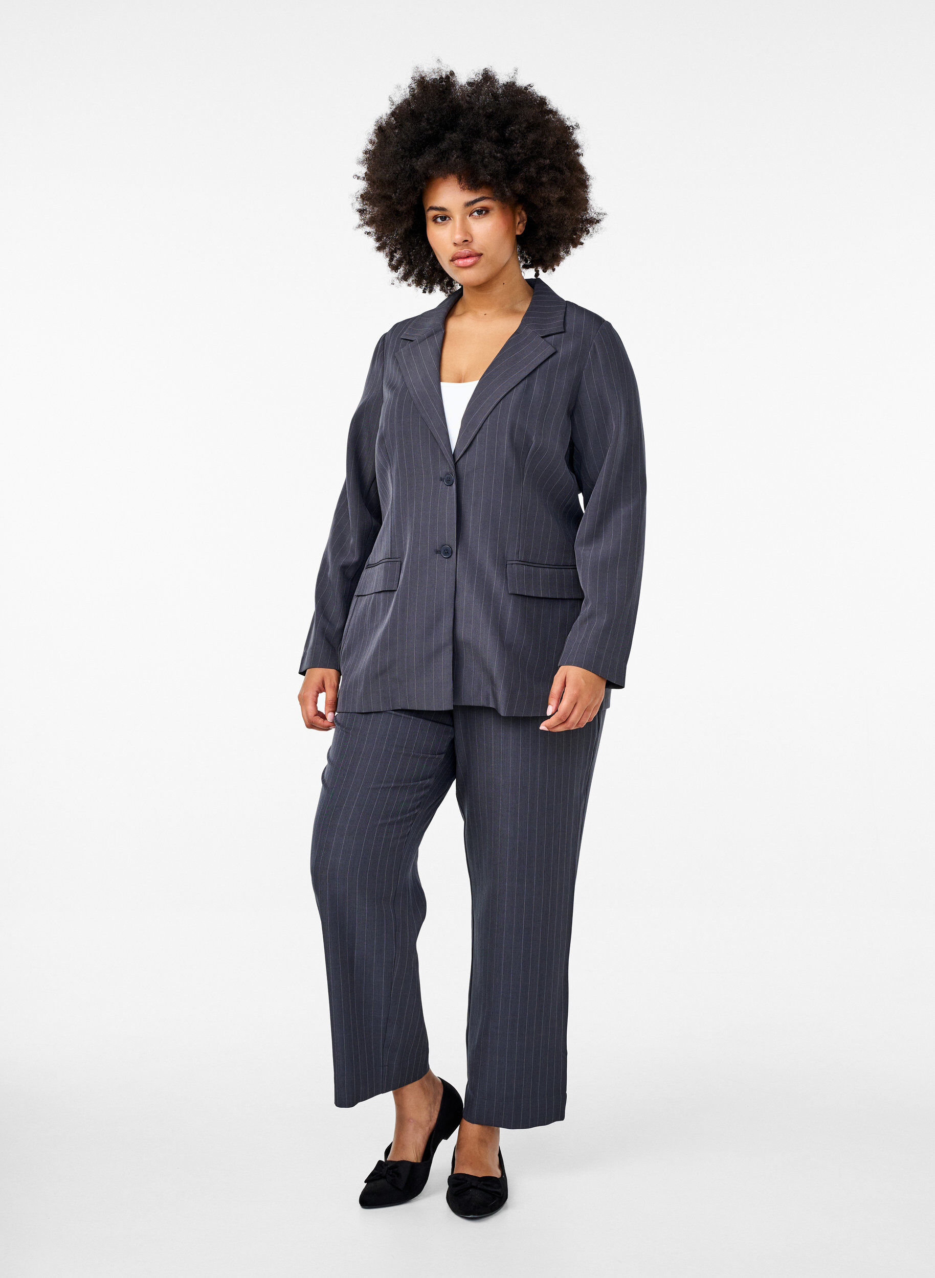 Zizzi FLASH - Blazer met zakken en een split, Grijs, Model image number 1