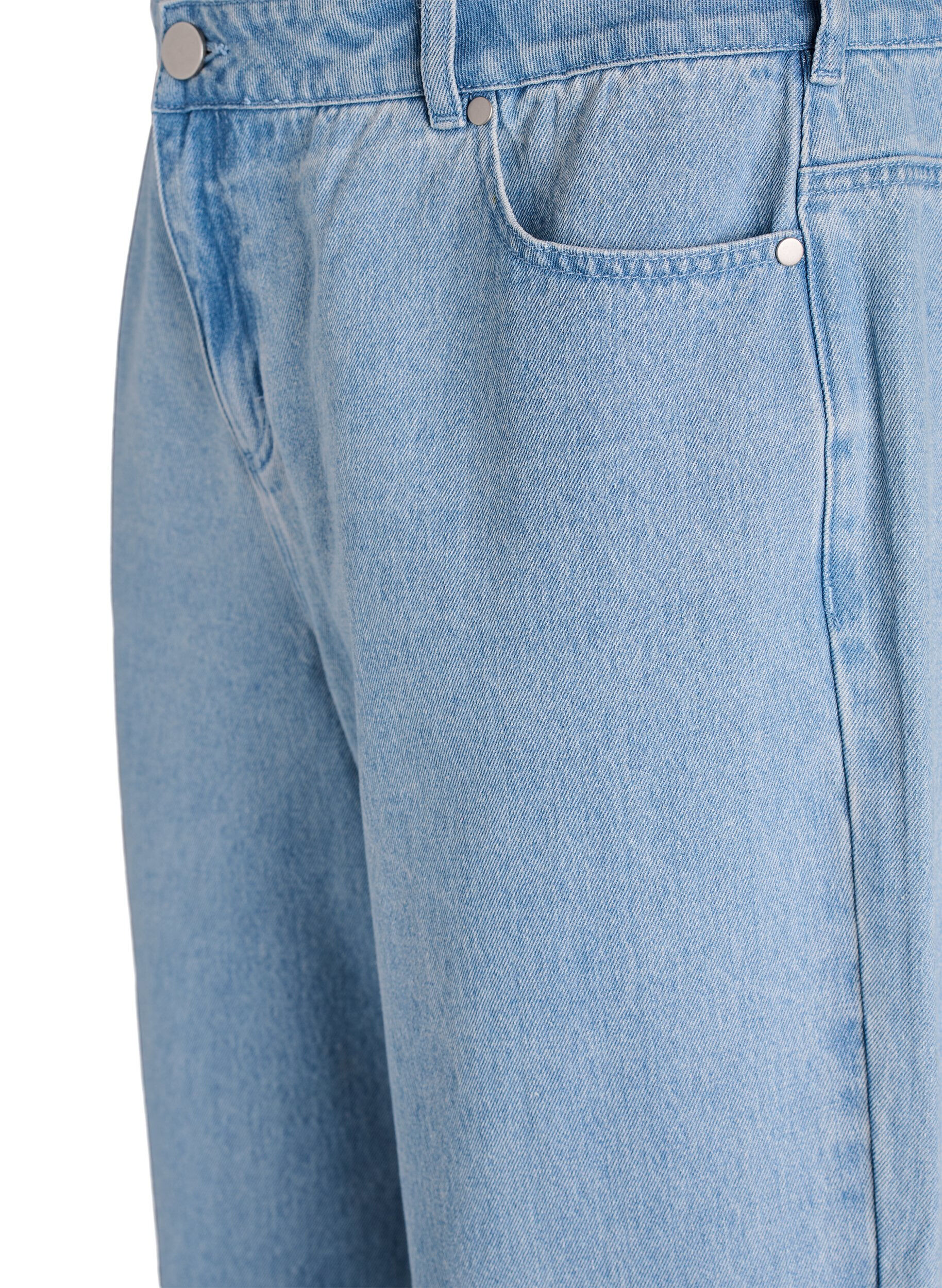 Zizzi Myra jeans met wide fit en bloemendetails, Blauw, Packshot image number 2