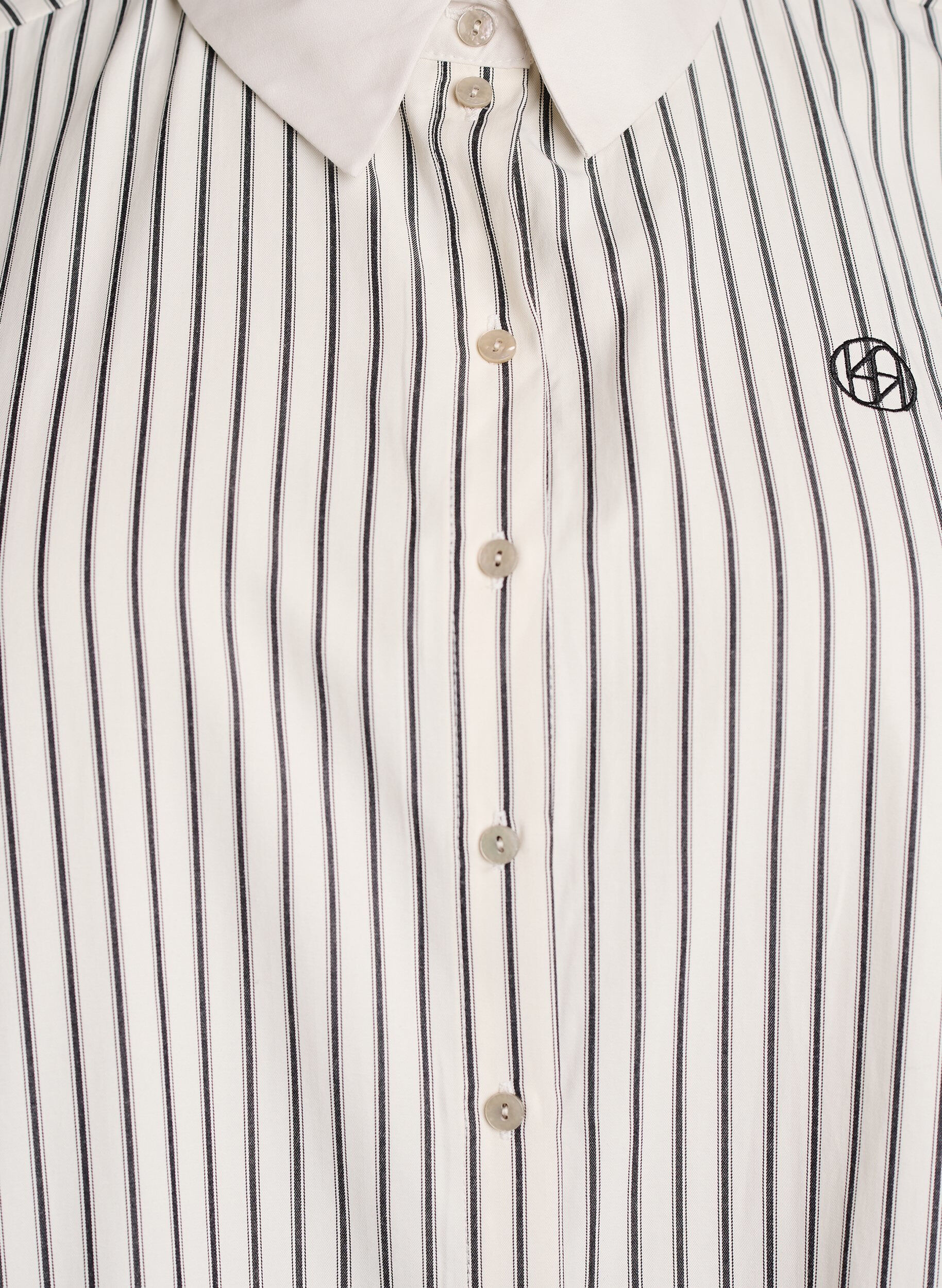 Zizzi Losse gestreepte blouse met brede manchetten, Wit, Packshot image number 2