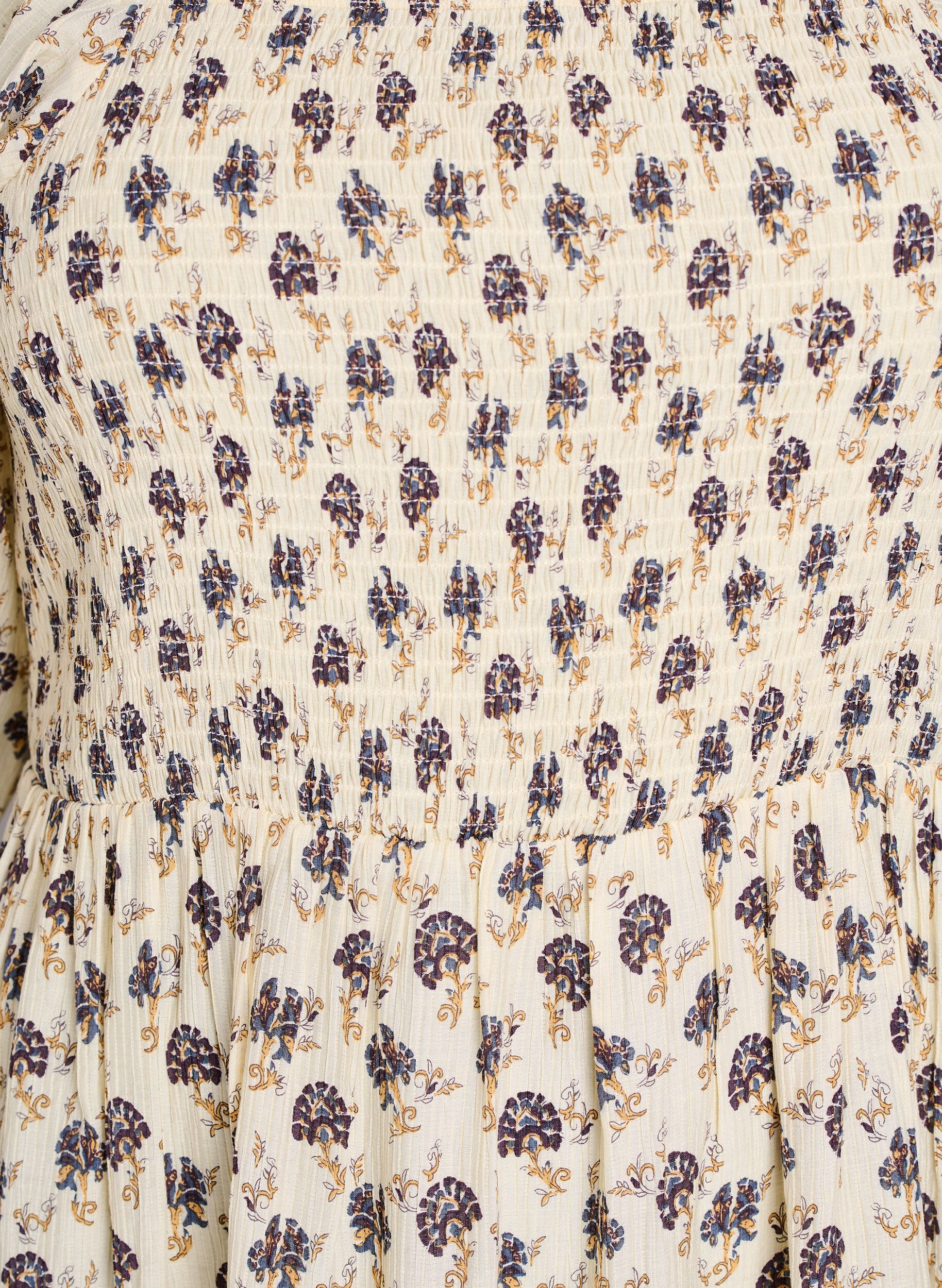 Zizzi Midijurk met print en smockdetails, Vanille, Packshot image number 2